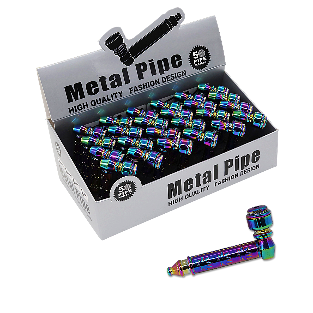 Designer Bullet Shaped Silver Metal Pipe (MTP530) | 2 inches | 24 Count Display  product image